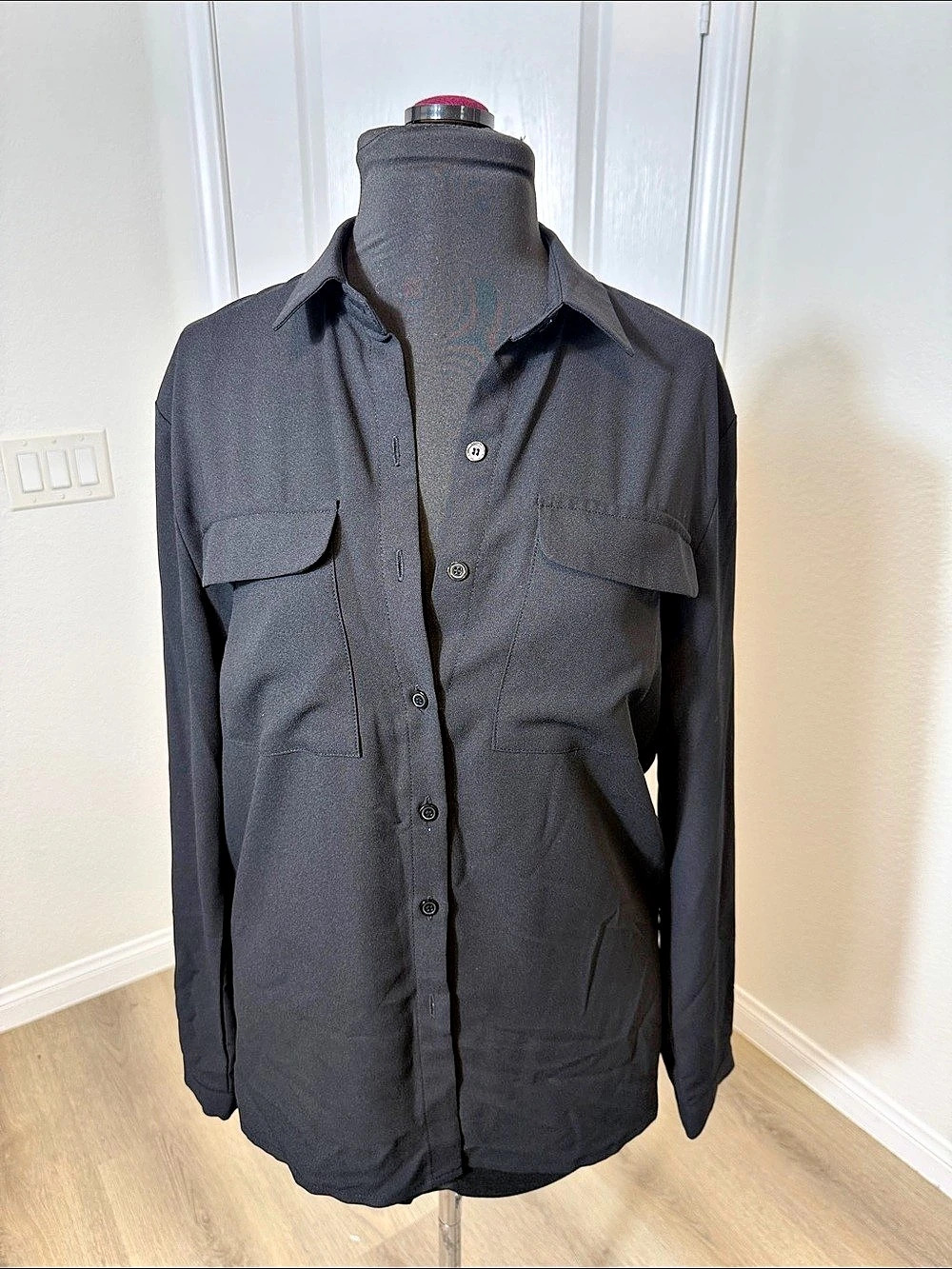 Enoch May Utility Button Front Shirt in Black